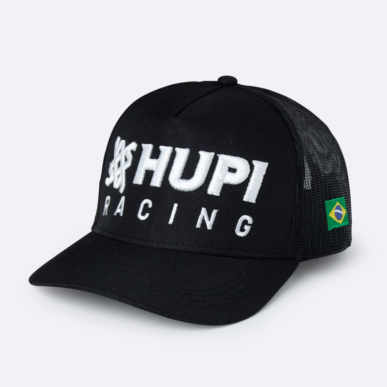 Boné HUPI Racing Preto/Branco Bordado Boné HUPI Racing Preto/Branco Bordado