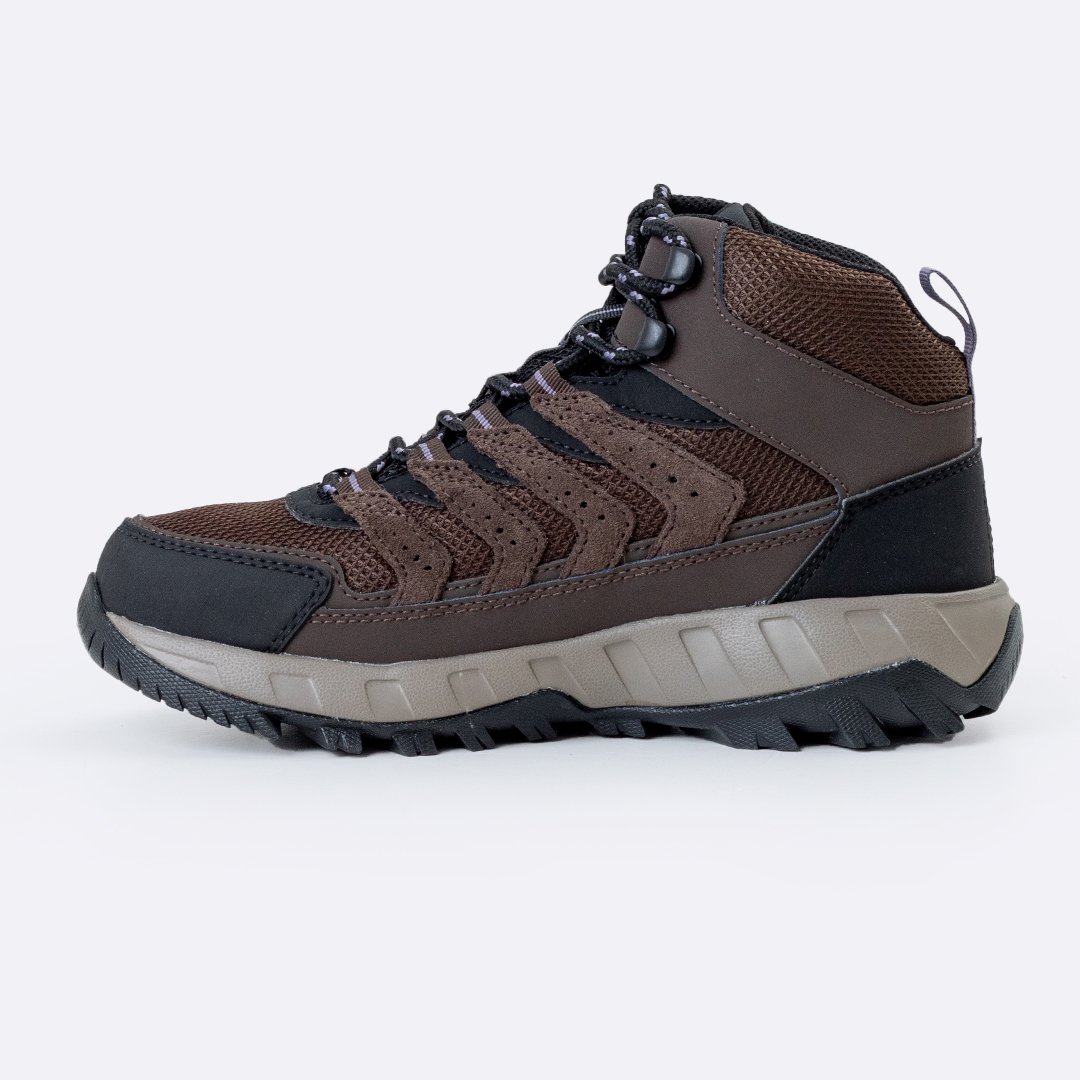 Bota Columbia Feminina Strata Trail Mid WP Marrom Lilás Bota Columbia Feminina Strata Trail Mid WP Marrom Lilás