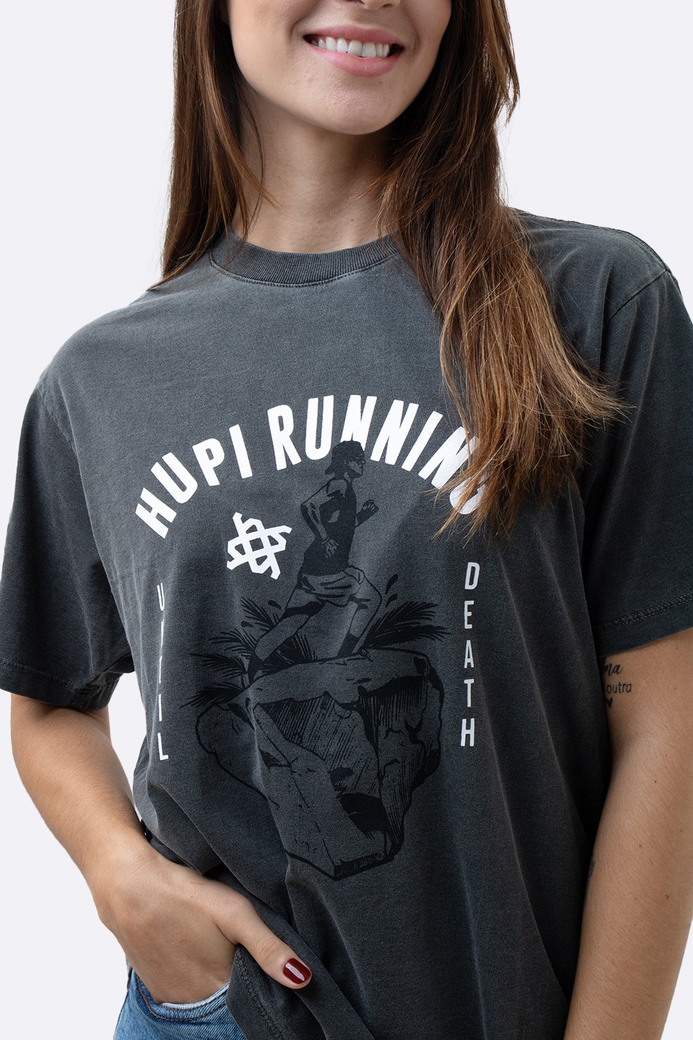 Camiseta HUPI Casual Chumbo Running Camiseta HUPI Casual Chumbo Running