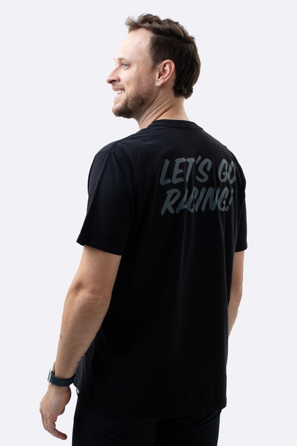 Camiseta HUPI Casual Preta Let's Go Racing Camiseta HUPI Casual Preta Let's Go Racing
