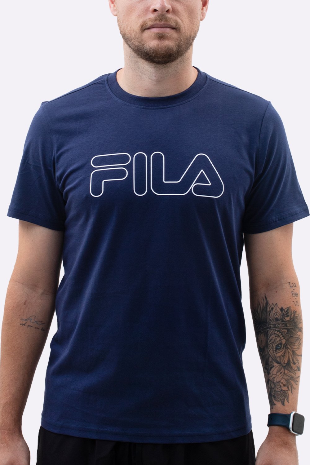 Camiseta Fila Letter Outline Masculina Azul Camiseta Fila Letter Outline Masculina Azul