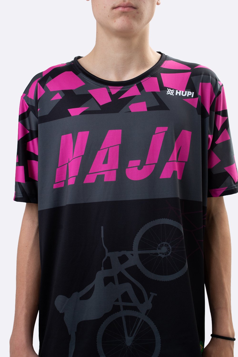 Camiseta Masculina HUPI Bike Naja Preto/Pink Camiseta Masculina HUPI Bike Naja Preto/Pink