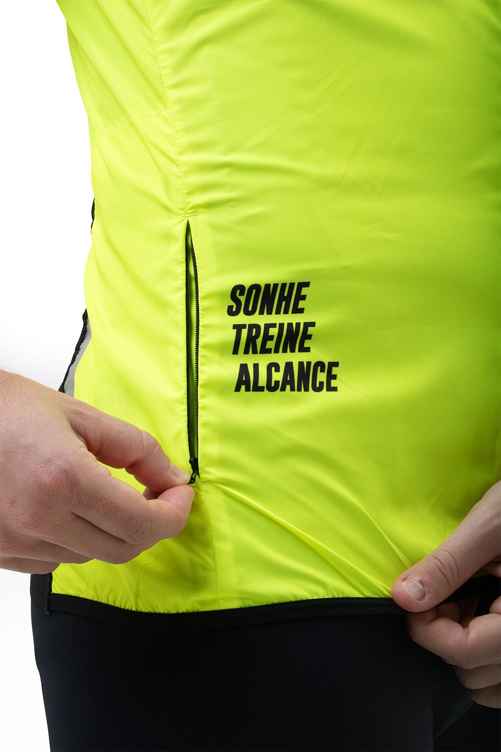 Colete Corta Vento HUPI Sonhe/Treine/Alcance - Amarelo Neon Colete Corta Vento HUPI Sonhe/Treine/Alcance - Amarelo Neon