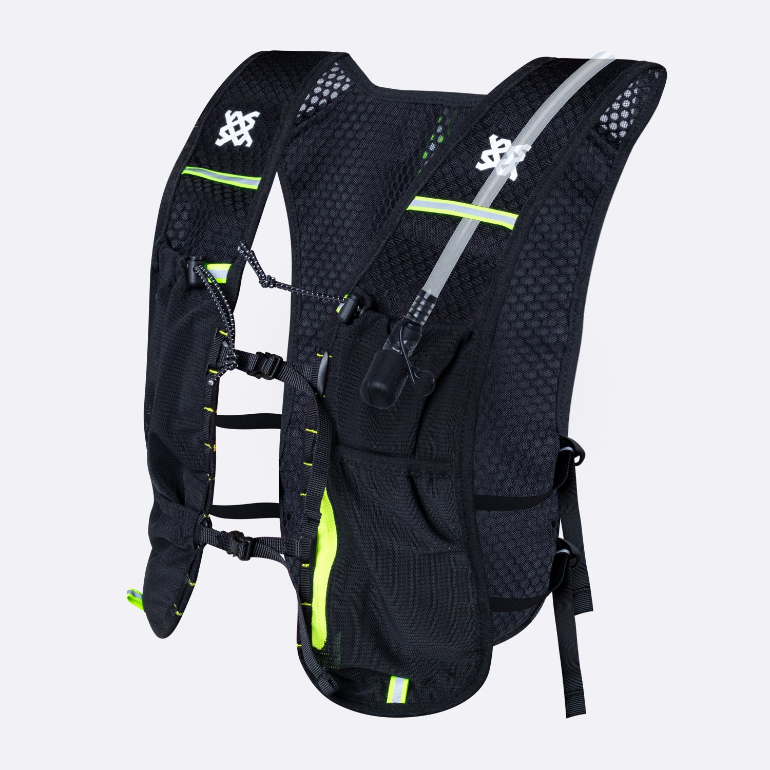 Colete de Hidratação HUPI Running Preto/Amarelo com 2 Garrafas 350ML Verde Colete de Hidratação HUPI Running Preto/Amarelo com 2 Garrafas 350ML Verde