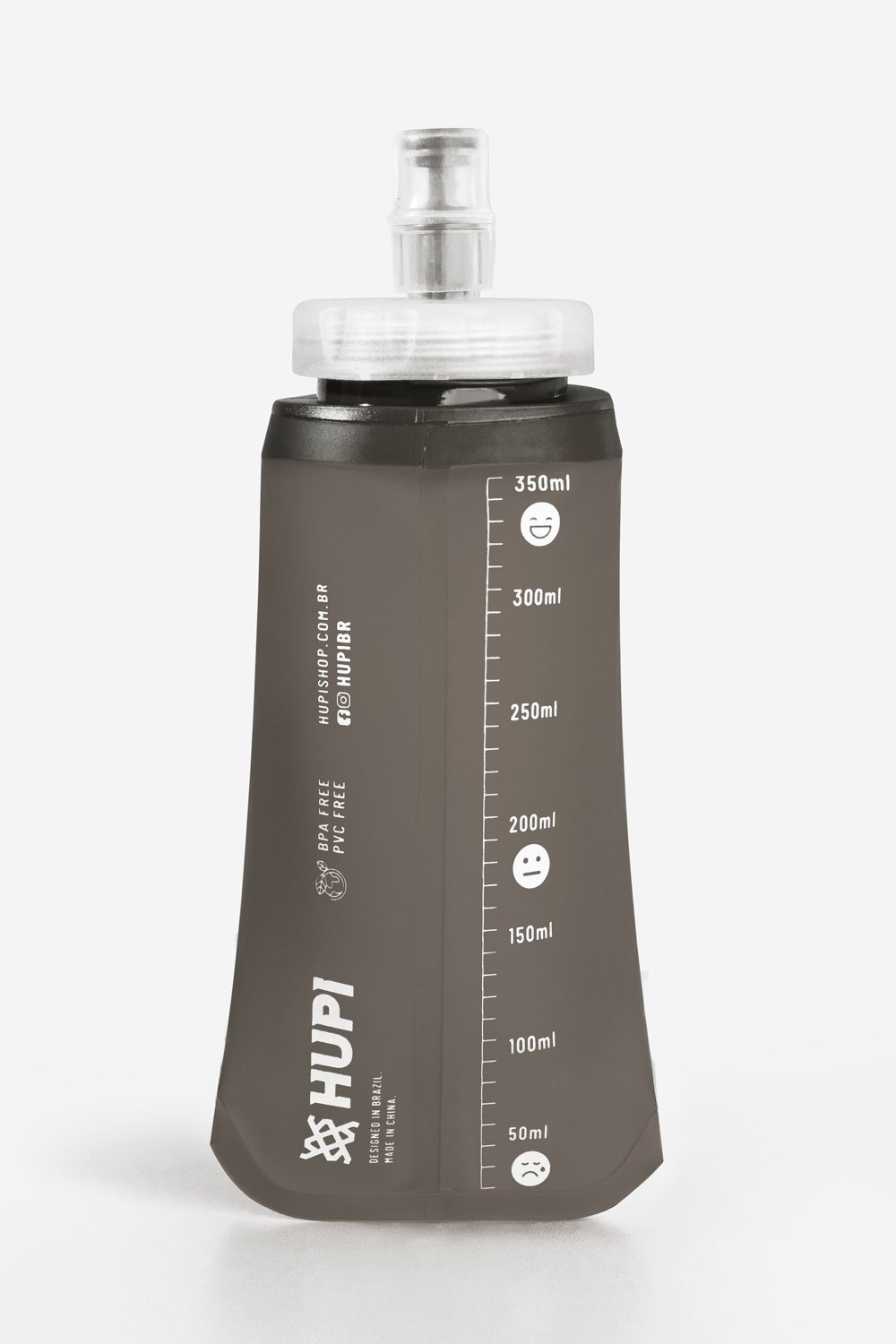Garrafa Dobrável Soft Flask HUPI Cinza - 350ml Garrafa Dobrável Soft Flask HUPI Cinza - 350ml