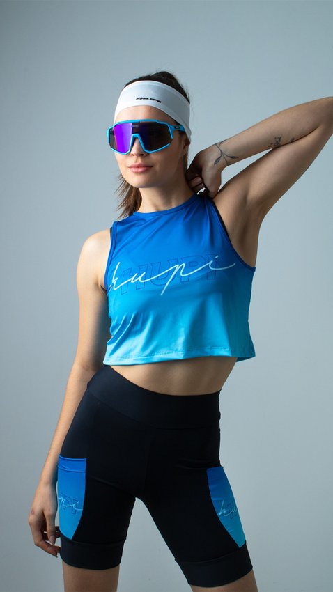 Bermuda Compressão Feminina HUPI Longa Colors Azul
