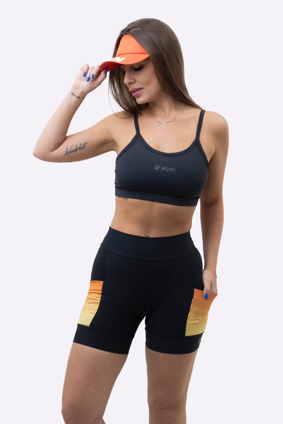 Bermuda Compressão Feminina HUPI Run Curta Colors Laranja