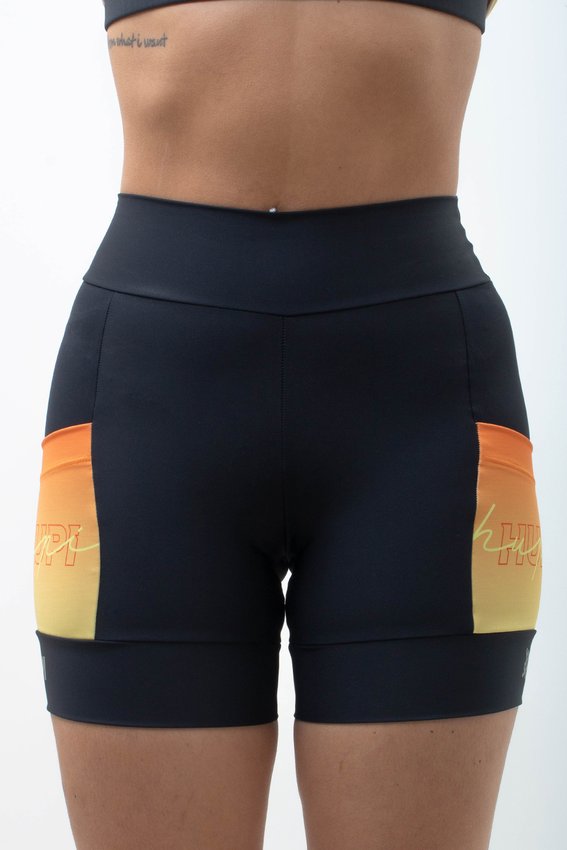 Bermuda Compressão Feminina HUPI Run Curta Colors Laranja