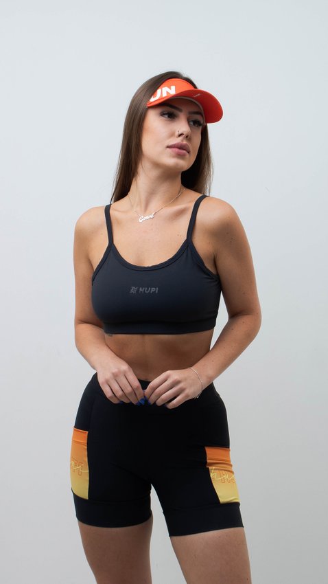 Bermuda Compressão Feminina HUPI Run Curta Colors Laranja
