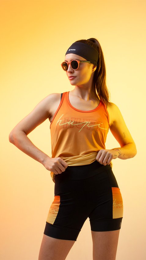 Bermuda Compressão Feminina HUPI Run Curta Colors Laranja