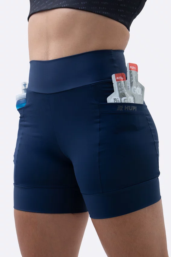 Bermuda de Compressão Feminina HUPI Run Curta Azul Marinho