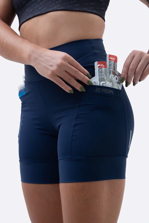 Bermuda de Compressão Feminina HUPI Run Curta Azul Marinho