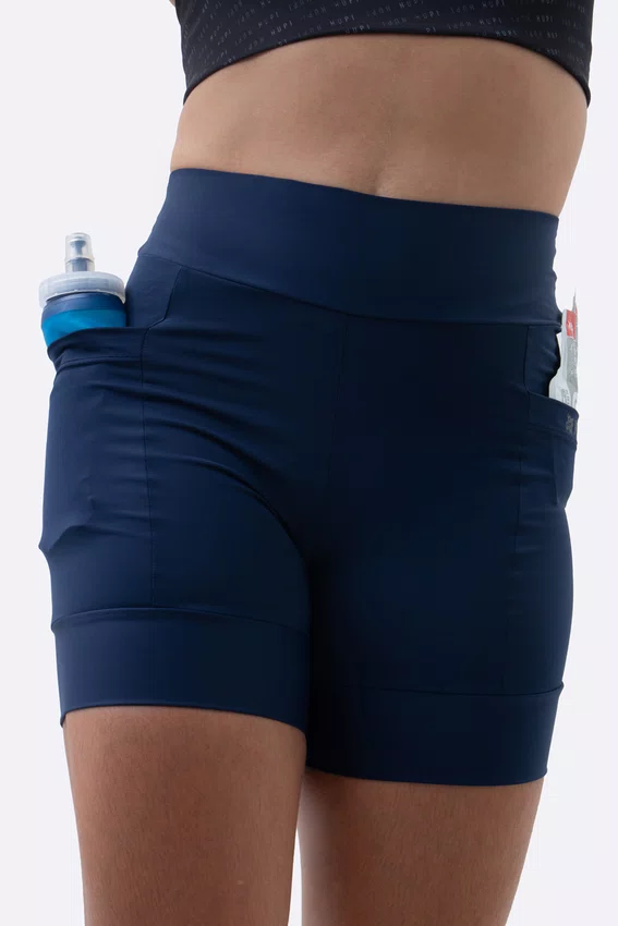 Bermuda de Compressão Feminina HUPI Run Curta Azul Marinho