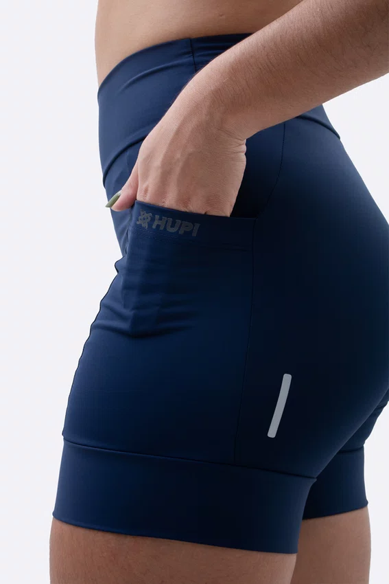 Bermuda de Compressão Feminina HUPI Run Curta Azul Marinho