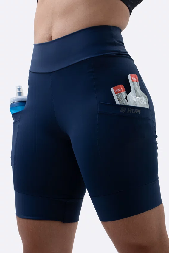 Bermuda de Compressão Feminina HUPI Run Longa Azul Marinho