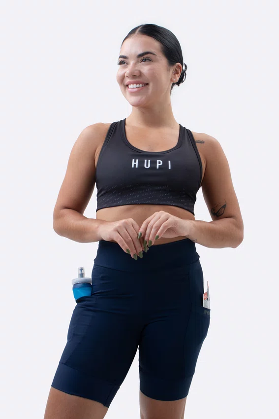 Bermuda de Compressão Feminina HUPI Run Longa Azul Marinho