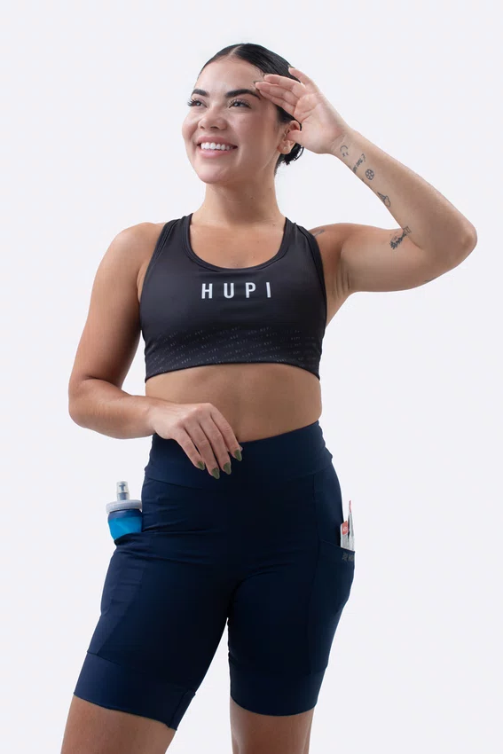 Bermuda de Compressão Feminina HUPI Run Longa Azul Marinho