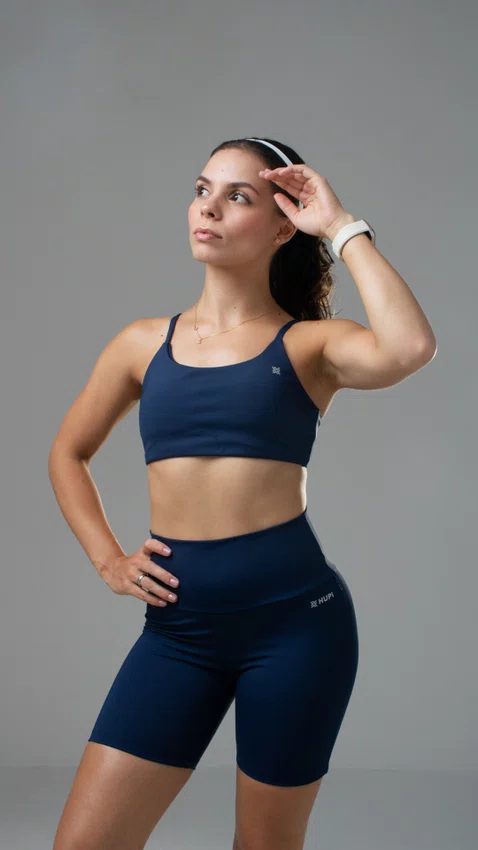 Bermuda Fitness Feminina HUPI Pulse Azul Marinho