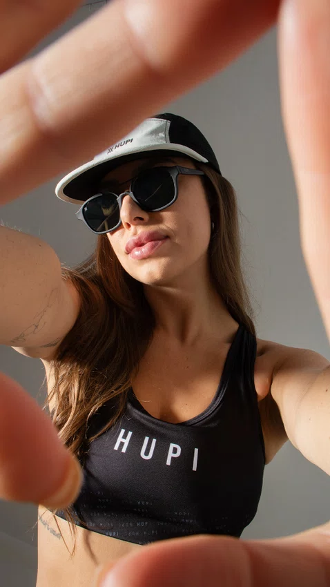 Boné HUPI Run Supreme Air Preto e Cinza