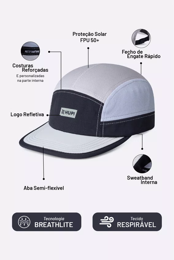 Boné HUPI Run Supreme Cinza