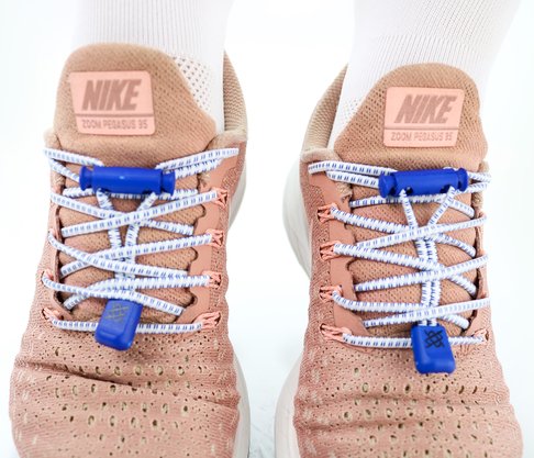 Cadarço Elástico HUPI LACES Branco Risca Azul