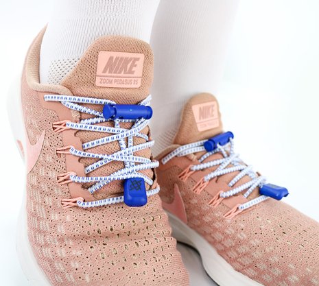 Cadarço Elástico HUPI LACES Branco Risca Azul