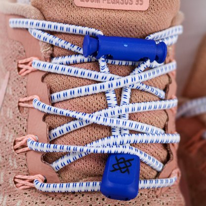 Cadarço Elástico HUPI LACES Branco Risca Azul