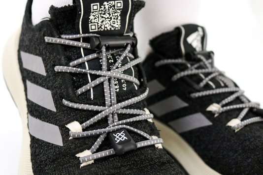 Cadarço Elástico HUPI LACES Cinza Risca Branca