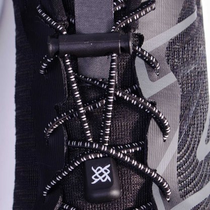 Cadarço Elástico HUPI Laces Preto com Duas Riscas Cinza