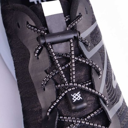 Cadarço Elástico HUPI Laces Preto com Duas Riscas Cinza
