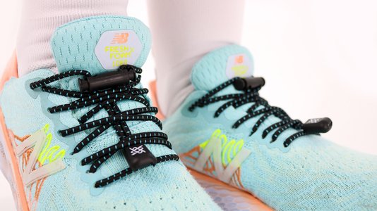 Cadarço Elástico HUPI LACES Preto Risca Azul