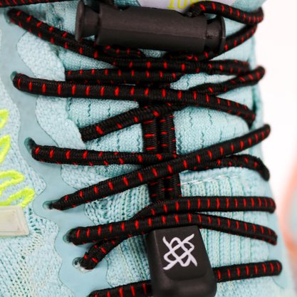Cadarço Elástico HUPI LACES Preto Risca Vermelha
