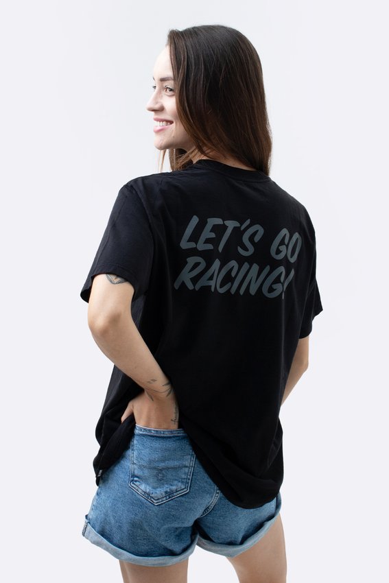 Camiseta HUPI Casual Preta Let's Go Racing