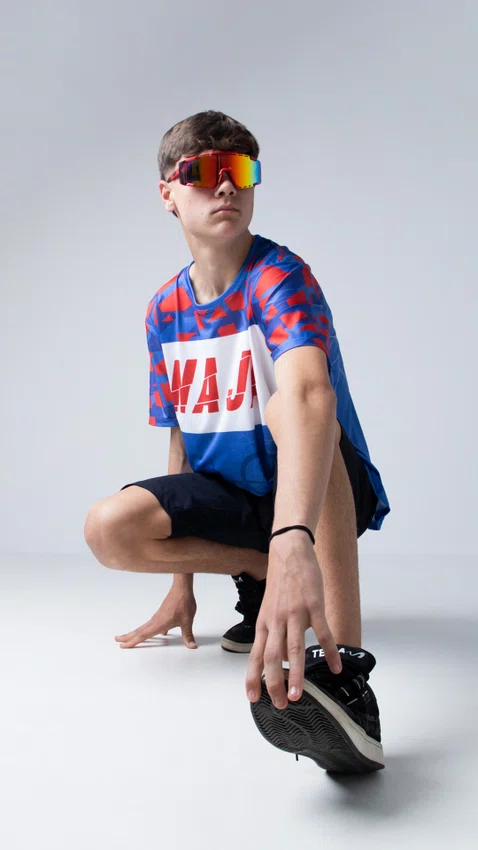 Camiseta Masculina HUPI Bike Naja Azul/Vermelho