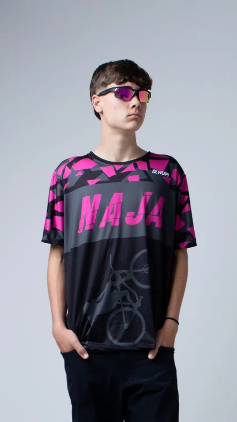 Camiseta Masculina HUPI Bike Naja Preto/Pink