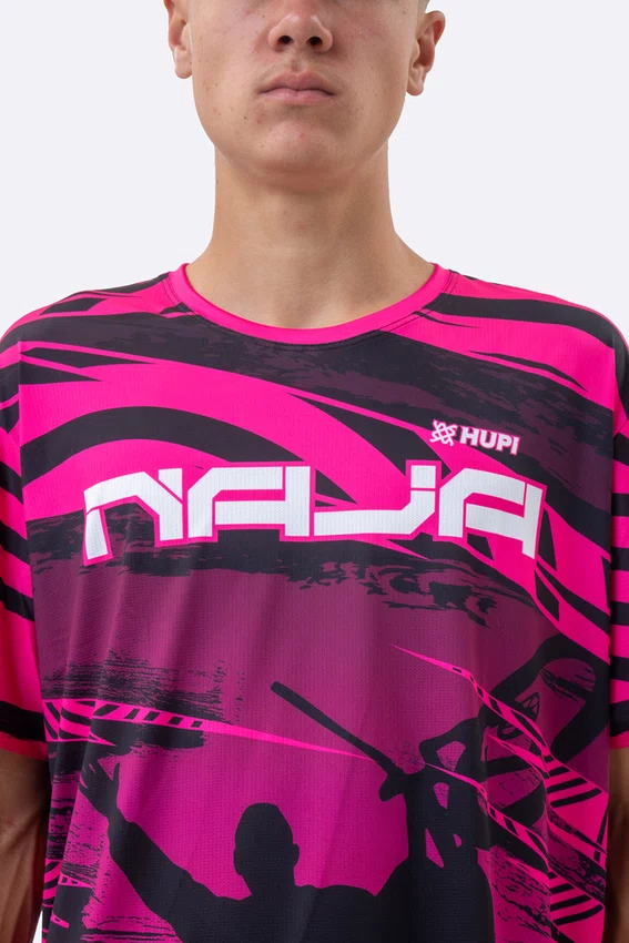 Camiseta Masculina HUPI Bike Naja V10 Pink e Preto