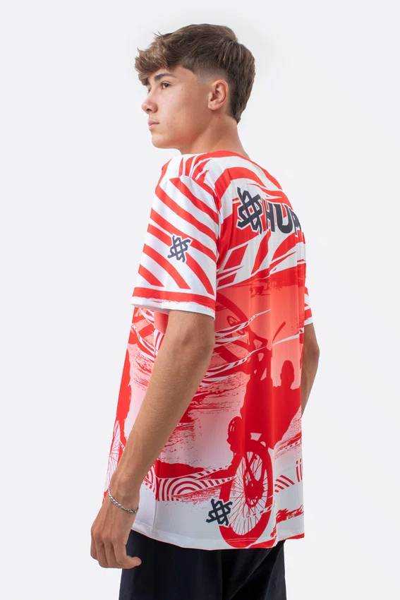 Camiseta Masculina HUPI Bike Naja V10 Vermelho e Branco