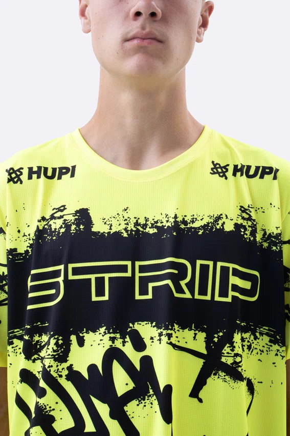 Camiseta Masculina HUPI Bike STRIP Amarelo e Preto