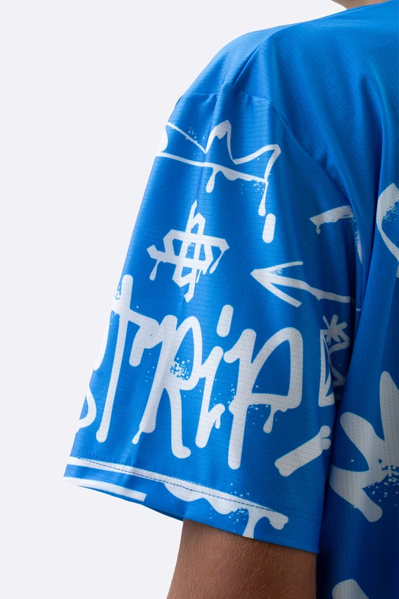 Camiseta Masculina HUPI Bike STRIP Azul e Branco