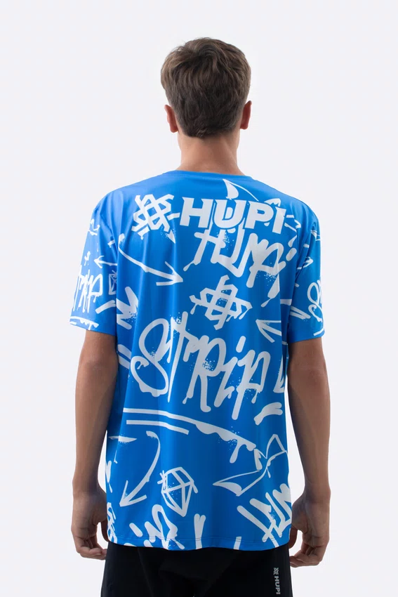 Camiseta Masculina HUPI Bike STRIP Azul e Branco