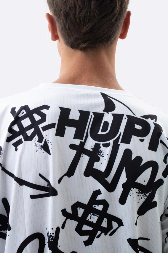 Camiseta Masculina HUPI Bike STRIP Branco e Preto