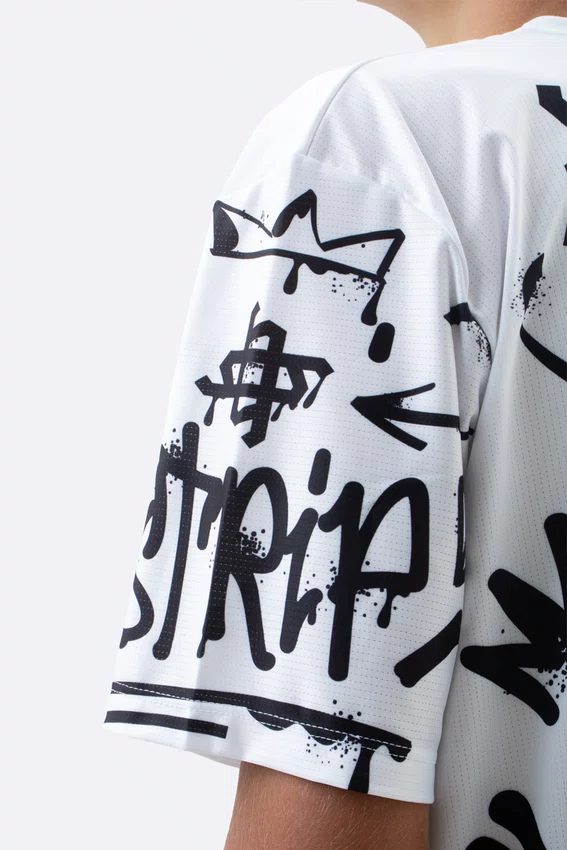 Camiseta Masculina HUPI Bike STRIP Branco e Preto