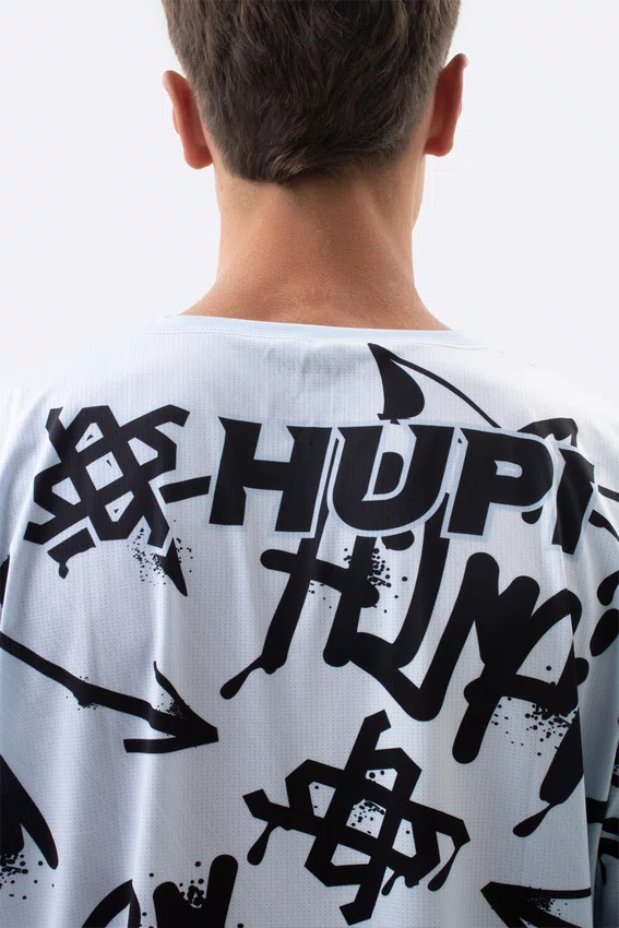 Camiseta Masculina HUPI Bike STRIP Cinza e Branco