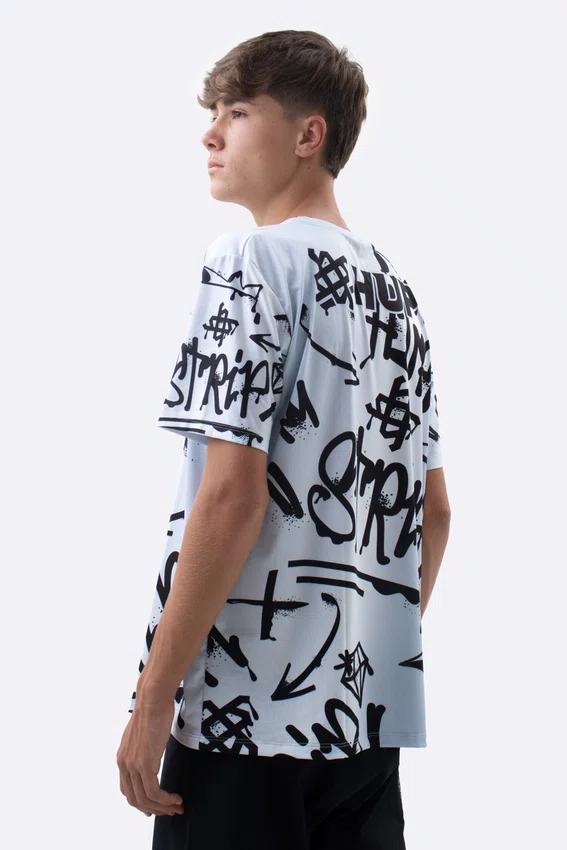 Camiseta Masculina HUPI Bike STRIP Cinza e Branco