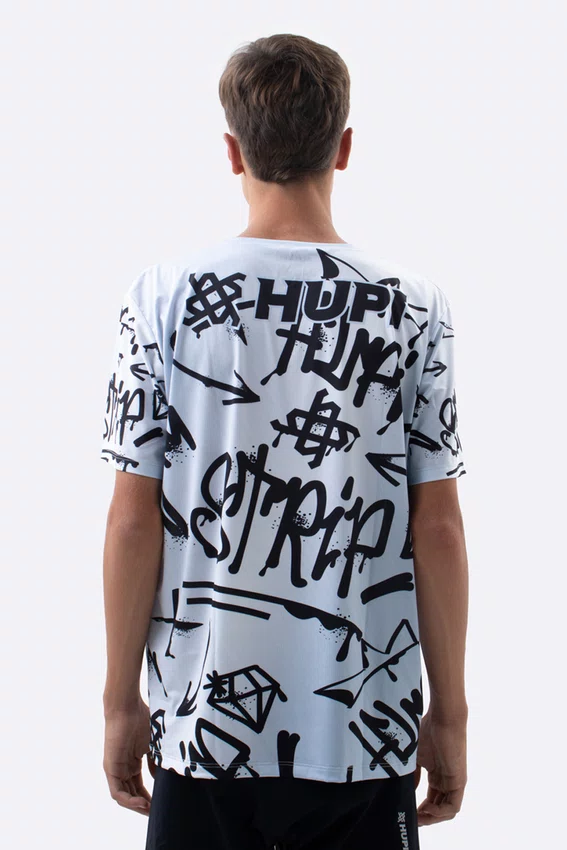 Camiseta Masculina HUPI Bike STRIP Cinza e Branco