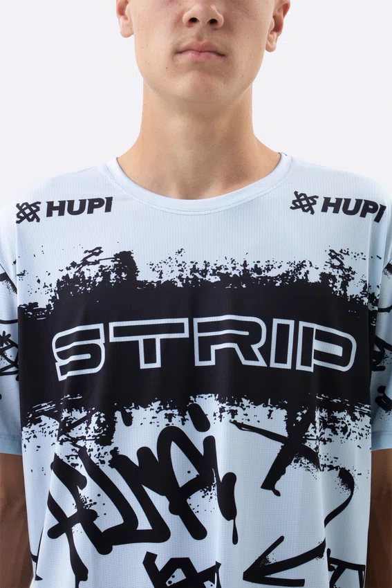 Camiseta Masculina HUPI Bike STRIP Cinza e Preto