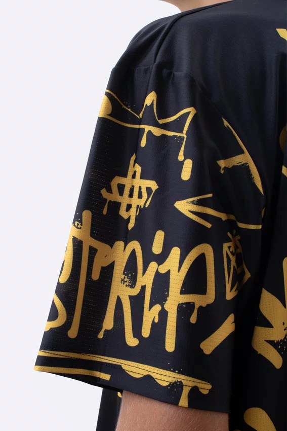 Camiseta Masculina HUPI Bike STRIP Preto e Amarelo
