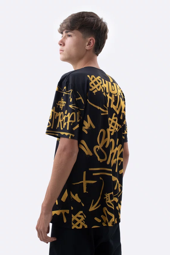 Camiseta Masculina HUPI Bike STRIP Preto e Amarelo