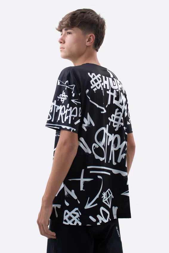 Camiseta Masculina HUPI Bike STRIP Preto e Branco