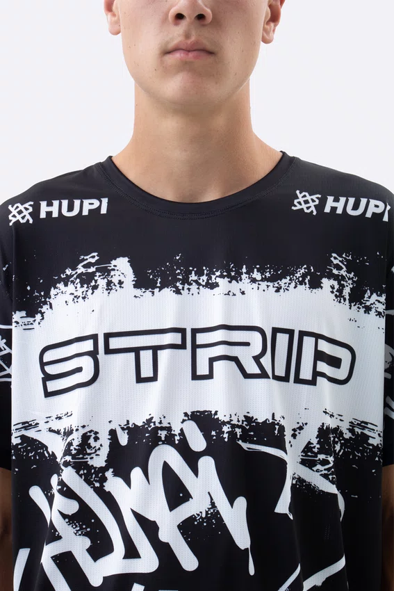 Camiseta Masculina HUPI Bike STRIP Preto e Branco